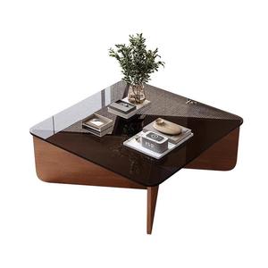 Petite table <span class=keywords><strong>console</strong></span> carrée en verre gris au design <span class=keywords><strong>moderne</strong></span> pour la famille, l'hôtel, l'appartement, le salon, la table basse - Product Image 1