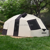 Tente panda de camping gonflable à colonne d'air intégrée à deux chambres adaptée au pique-nique en plein air