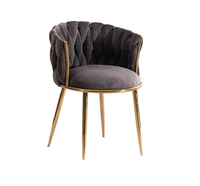 Tabouret de bar moderne de luxe en velours coloré tissé, réglable en hauteur avec pieds électroplaqués or, pour extérieur, café, restaurant
