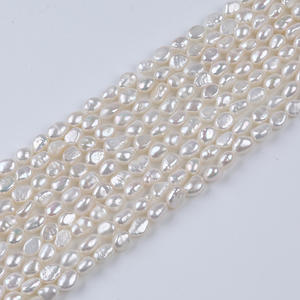 Perles d'eau douce naturelles Zhuji 6-7 mm, baroque légère, trou droit, pour collier, pendentif, bracelet DIY - Product Image 2