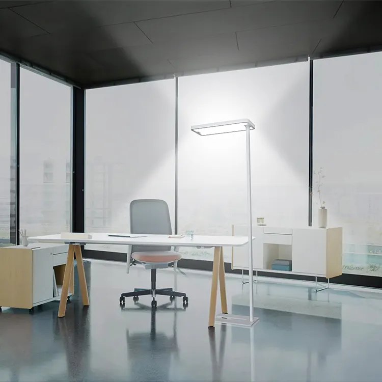 Mesa de oficina de madera Premium Muebles modernos Diseño de recepción Lámparas de pie de piso LED