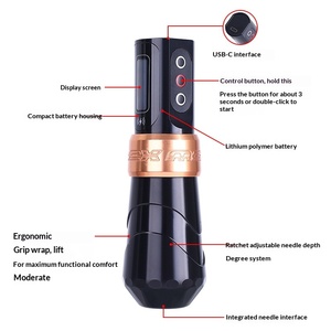 Máquina de tatuaje inalámbrica de doble batería <span class=keywords><strong>Hulk</strong></span> Cross-border, modelo EXO 8120188, 229g, para trazos y líneas, integrada, venta al por mayor - Product Image 5