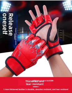 Nouveaux gants <span class=keywords><strong>de</strong></span> <span class=keywords><strong>boxe</strong></span> pour adultes et enfants, demi-doigts, protège-poignets, matériau PU, gants d'entraînement pour le taekwondo, le muay thaï et le sac <span class=keywords><strong>de</strong></span> frappe - Product Image 5