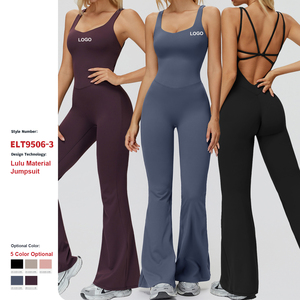 Traje de Yoga de Una Pieza Ajustado con Tirantes Cruzados y Logotipo Personalizado, Conjunto Deportivo para <span class=keywords><strong>Mujer</strong></span> - Product Image 3