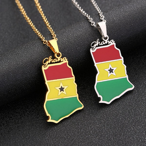 Collar con Colgante <span class=keywords><strong>de</strong></span> <span class=keywords><strong>Mapa</strong></span> <span class=keywords><strong>de</strong></span> <span class=keywords><strong>Ghana</strong></span>, África, para Hombre y Mujer, Acero Inoxidable, Color Dorado y Plateado, Joyería Africana <span class=keywords><strong>Ghana</strong></span>ína, Regalos - Product Image 2