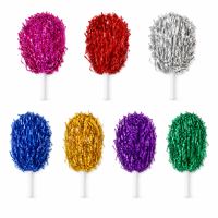 Pompons de cheerleading métalliques en gros, pompons brillants en PET pour équipes sportives, fêtes dansantes et événements scolaires