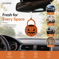 Désodorisant de voiture personnalisé en forme de citrouille d'Halloween, carte parfumée suspendue, ornement d'intérieur automobile avec tête de carte et sac OPP