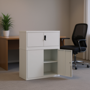 Light Grey Powder Coated Steel <b>Filing</b> Cabinet 35.4 X 15.7 X 43.3 In Key Lock Office <b>Storage</b> - Product Image 2