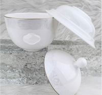 Bol en céramique blanc de haute qualité, nouveau style chinois, pour ragoût de nid d'oiseau, avec couvercle, pour soupe chauffante, ou pour concombre de mer