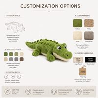 Jouets en peluche crocodile personnalisés, logo et taille personnalisables, emballage cadeau, OEM ODM, faible MOQ, fabricant de peluches anti-stress en polyester