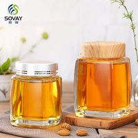 Pot à miel en verre carré de luxe de haute qualité 50 ml 100 ml 180 ml 280 ml 360 ml 750 ml, pots en verre alimentaire transparent, pot à confiture avec bouchon à vis