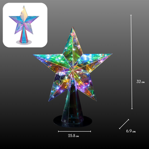 Handcrafted 3D Luminous Prismatic Iridescent <b>Star</b> Christmas Tree Topper Holographic PET USB Powered 20 <b>LEDs</b> Modern Holiday Decor - Product Image 6