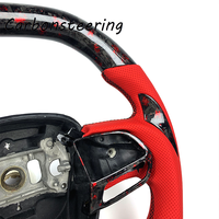 Volant de course en fibre de carbone forgée rouge pour Dodge Hellcat SRT Charger/Challenger, design intérieur performance à fond plat