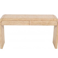 Console de salon classique minimaliste en bois naturel étroit, meuble de salon