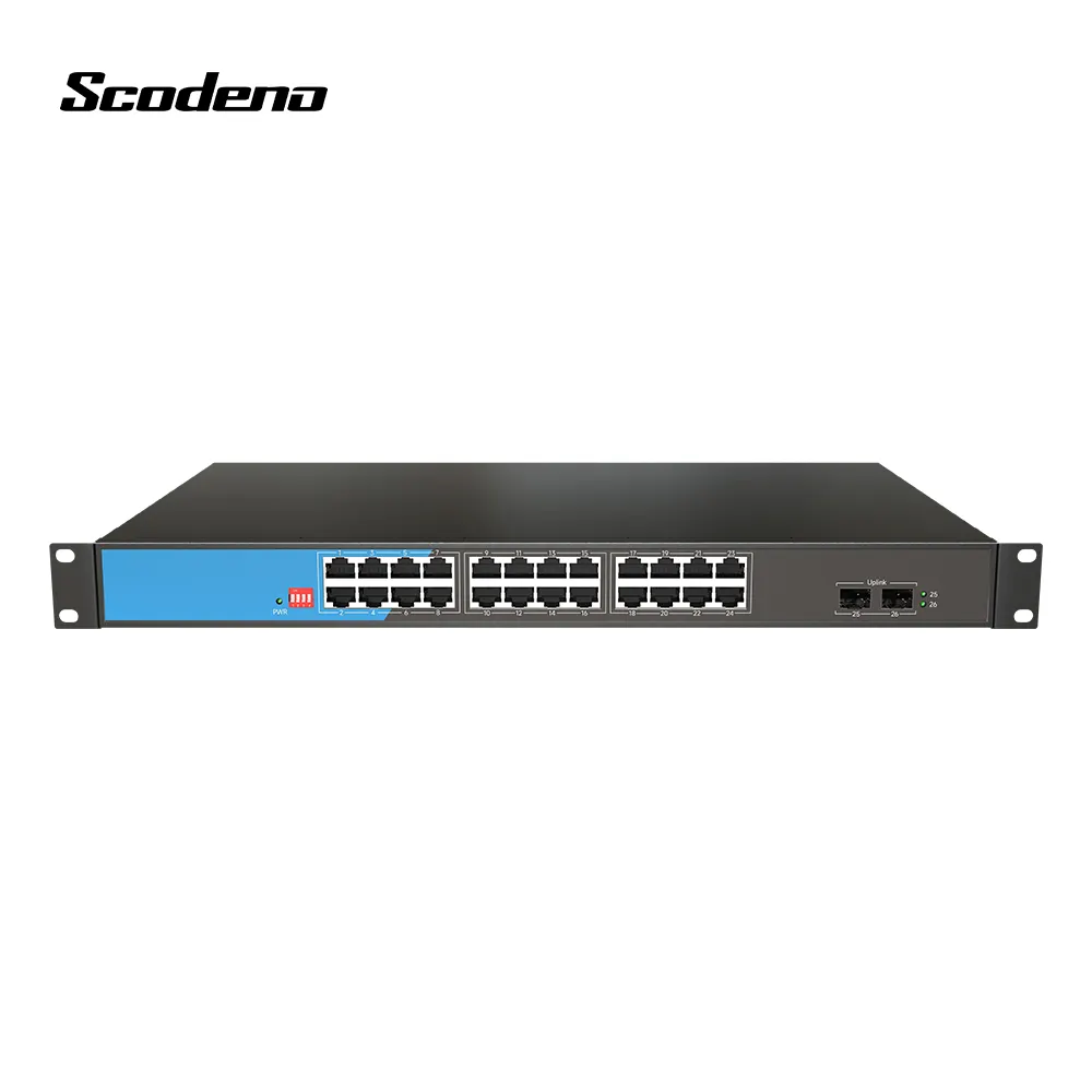 Fabrika OEM PoE anahtarı 4 8 16 24 port 10/100/1000M gigabit 48V ağ Ethernet fiber 2 SFP POE anahtarı