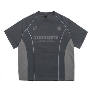 เสื้อยืดออกกำลังกายทรงโอเวอร์ไซส์สำหรับผู้ชาย พิมพ์ลายการ์ตูนวินเทจด้วยระบบดิจิทัล ผ้าฝ้าย 100% แต่งขอบตัดสี ขายส่ง - Product Image 2