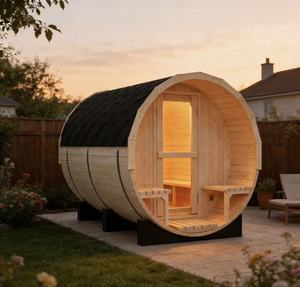 Sauna à vapeur en bois massif pour l'extérieur, facile à utiliser, résistant aux intempéries, pour la récupération musculaire et le bien-être familial - Product Image 1