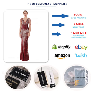 女式奢华礼服晚礼服渐变亮片v领无袖修身婚纱仪式舞会礼服 - Product Image 4