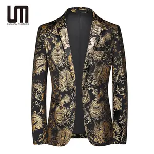 Liu Ming beliebte retro-Mode Herrenbekleidung Plus-Größe 6XL Slim Nachtclub Partyanzug Golddruckjacke Blazer