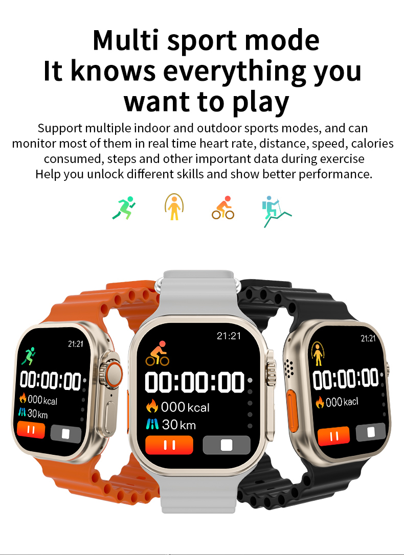 640x480 Sports Smartwatch BT Calling HK8 Pro Max Zinc Alloy Case