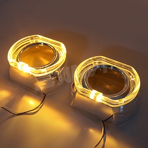 2.5 Inch 3 Inch White Red Yellow <b>LED</b> Angel Eyes Shrouds Housing HID <b>LED</b> <b>Projector</b> Decoration Square Covers Car Light Accessories - Product Image 4