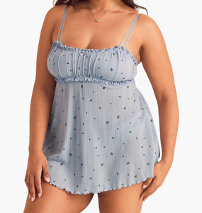 Vestido de tirantes de verano al por mayor, camisón estampado, vestido corto sexy para mujer, camisón suave con volantes, pijamas de talla grande - Product Image 1