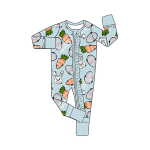 Niedliche Ostern drucken Kinder pyjamas <span class=keywords><strong>Baby</strong></span> hochwertige Bambus faser Material YKK Reiß verschluss Overall Langarm Pyjamas <span class=keywords><strong>Set</strong></span> - Product Image 3