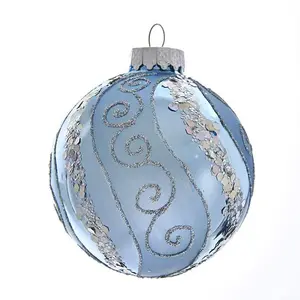סיטונאי באיכות גבוהה טורקיז זכוכית כדור חג המולד עץ חג המולד אמנות זכוכית צבוע כדור תליון מתנת חג המולד
