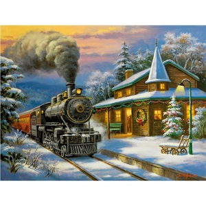 CHENISTORY DZ992116 DIY pintura por números Kit nieve pista tren lienzo pintura barco pared cuadros para la vida - Product Image 1