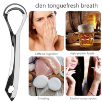Outil de nettoyage buccal réutilisable double face pour les dents, 100% en acier inoxydable, détachant de taches, gratte-langue en 3 pièces