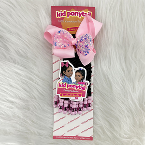 Coda di Cavallo <span class=keywords><strong>Rosa</strong></span> Glitterata con Perline, Colore <span class=keywords><strong>Rosa</strong></span>, 6 e 8 Pollici, Stile Box Braid con Trecce Intrecciate per Bambini - Product Image 6