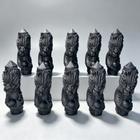 Vente en gros de tours de shungite en cristal naturel sculpté, motif dragon chinois, pour la décoration et la guérison à domicile