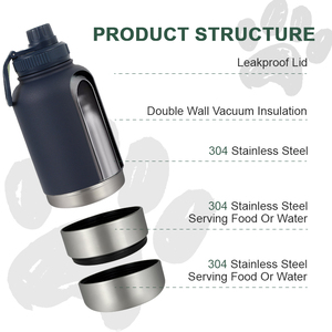 Biểu Tượng Tùy Chỉnh Ngoài Trời Không Bị Rò Rỉ Du Lịch 3 Trong 1 Đôi Tường Thép Không Gỉ Cách Điện 32Oz Pet Trung Chuyển Chai Nước Chó Với Bát - Product Image 3
