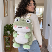 Sacs à dos en peluche personnalisés en forme de grenouille, conformes aux normes CPC et CE, produits en peluche personnalisés, sacs à dos de dessin animé pour enfants