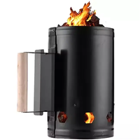 Allume-feu en métal pour barbecue avec poignée en bois sécurisée, outil portable pour grils et cuisson au feu de bois