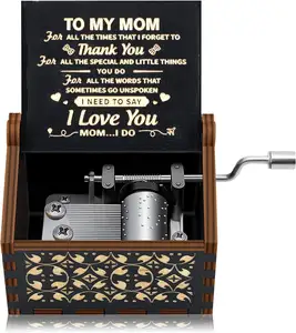 雕刻音乐盒个性化妈妈礼物木制音乐盒从女儿或儿子到妈妈