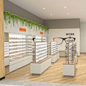 Modern Minimalist Optical Store Interior Custom Eyewear <b>Display</b> <b>Cabinets</b> LED Modular Wood Glass Retail Fixtures Shopfitting - Product Image 1
