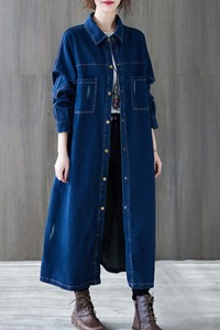 Nuovo Abito Chemisier in Denim Primaverile a Metà Coscia, Taglie Forti, Sottile e Morbido, che Copre la Pancia, da Donna - Product Image 6