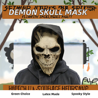Horreur Cosplay Latex pleine tête masque nouveau Design démon crâne avec capuche effrayant cri fantôme Halloween fête masque