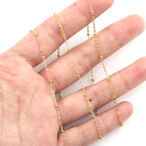 Chaîne en acier inoxydable plaqué or 18 carats avec fermoir perlé, style français, collier délicat, chaîne de clavicule, chaîne basique, plaqué sous vide - Product Image 3