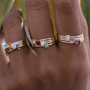 Gemnel Vrouwen Geschenk 925 Sterling Zilveren Zirkonia Geboortesteen Ring - Product Image 5