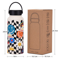Nuevo Vaso Térmico de Acero Inoxidable de Gran Capacidad (1L) con Asa Portátil, Botella de Agua Deportiva de Boca Ancha, Taza Impresa para Exteriores