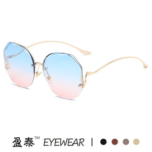 แว่นตา แว่นกันแดดไล่เฉดสีไร้กรอบ กรอบโลหะ UV400 แฟชั่นสำหรับผู้หญิง ป้องกันแสงแดด - Product Image 4