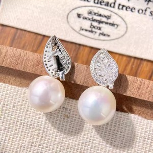 WENCHI 22656 Aretes de Plata S925 con Cuentas Redondas de 10-13mm, Accesorios de Perlas DIY, Modelo 10965, para Mujer - Product Image 4