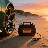Compresseur portable robuste 12V avec pompe à coque métallique, double piston 30 mm, certifié CE, écran LED pour les tâches de maintenance sur site