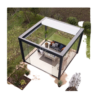 Wandmontierte Bioklimatische Aluminium-Pergola Pulverbeschichtetes Finish Umweltfreundliches Lamellendach-Set für Balkon Terrasse Patio