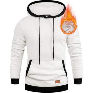 Sweat à capuche en coton décontracté pour hommes, pull-over en polaire à manches longues et à cordon de serrage avec poches, caractéristique anti-rides - Product Image 6