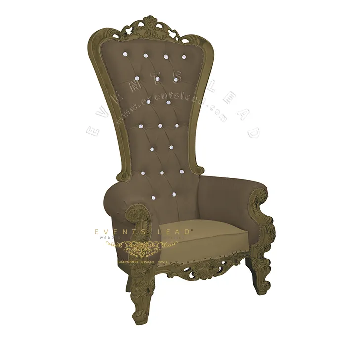 Narin kahverengi ahşap çerçeve yeni popüler renk Modern kraliyet taht sandalye kral
