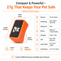 Traceur GPS intelligent G68P pour animaux de compagnie, surveillance d'activité, 4G, géolocalisation en temps réel, alarme de clôture géographique, collier GPS pour chien et chat, dispositif de suivi avec application gratuite