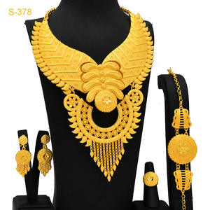 Set di Gioielli da Sposa per Donna Nuziali Indiani Placcati Oro 24K con Orecchini Anello Bracciale e Collana Stile Dubai per Matrimonio Indiano - Product Image 5